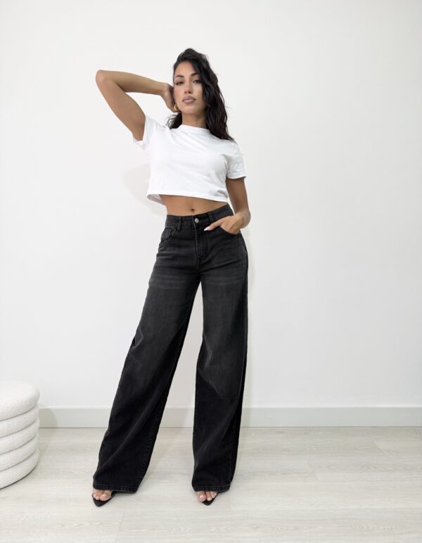 JEANS WIDE LEG SUMMER NERO