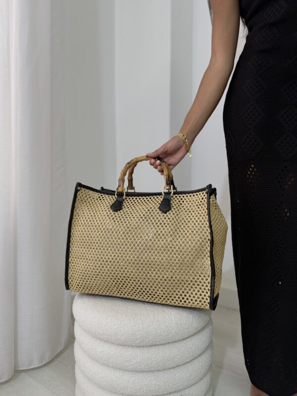 BORSA RETTANGOLARE CON MANICO BAMBU' - immagine 7