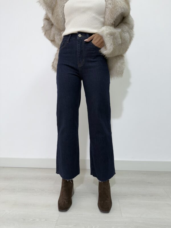 JEANS BLU WIDE LEG TAGLIO LASER