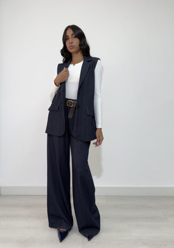 GILET GESSATO BLU DENIM - immagine 2