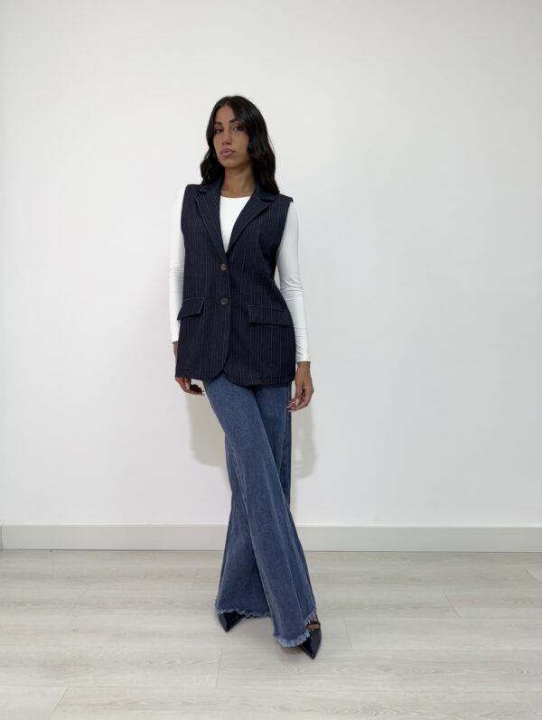 GILET GESSATO BLU DENIM - immagine 5