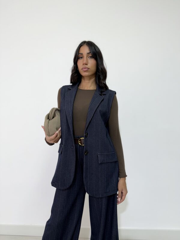 GILET GESSATO BLU DENIM - immagine 4