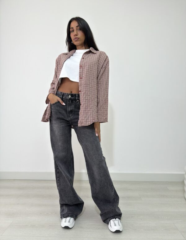 JEANS NERO WIDE LEG SEMI ELASTICIZZATO