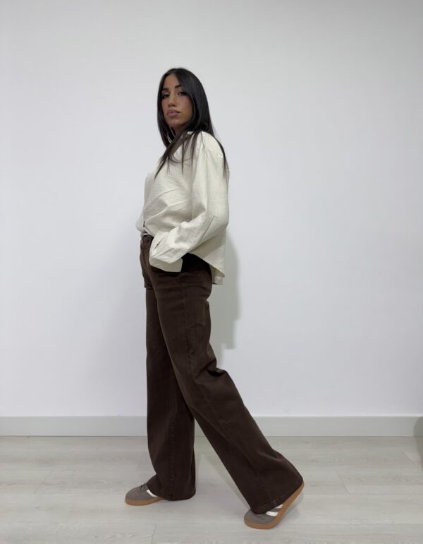 JEANS WIDE LEG MARRONE - immagine 3