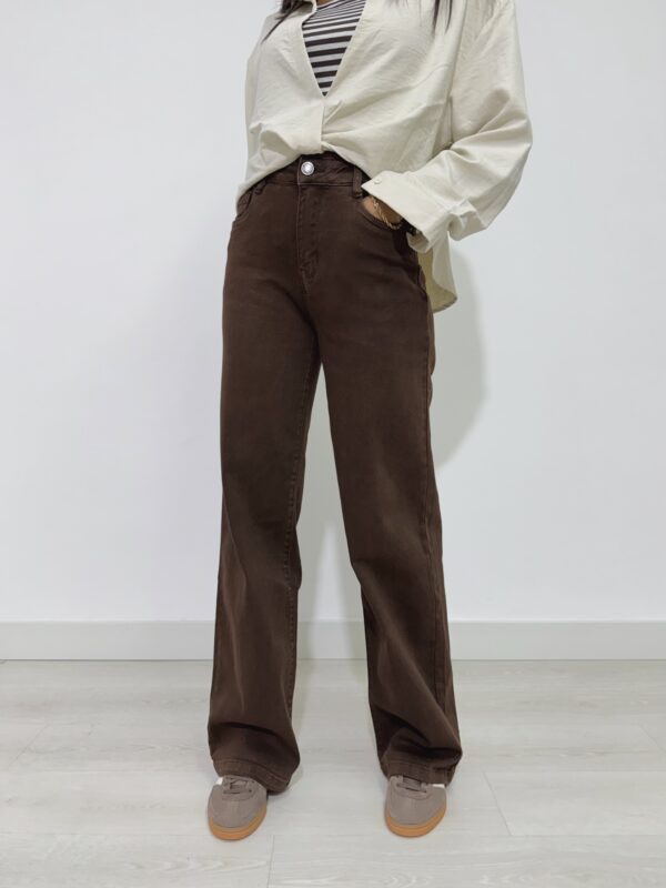 JEANS WIDE LEG MARRONE